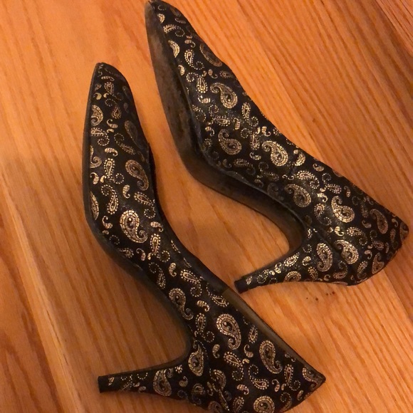 THOMAS WALLACE Black gold heels, good condition - Picture 3 of 8